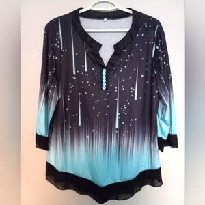 Women's Silky-smooth Top in Turquoise and Black..2XL..NWOT..